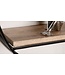 Wohnling Wandplank 70x70x18 cm mango massief hout/metaal hangplank rond | Klein design zwevend plankje Industrieel | Plank hangende woonkamer | Boekenplank muur