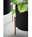 Wohnling bloempot set van 2 metalen plantenpotten zwart/goud met poten | Design plantenpot rond binnen | Bloempot plantenbak met honingraatpatroon in 3D
