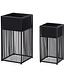 Wohnling bloempot set van 2 metalen plantenpotten zwart met frame | Design plantenpot vierkant | Bloempot plantenbak voor binnen