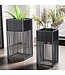 Wohnling bloempot set van 2 metalen plantenpotten zwart met frame | Design plantenpot vierkant | Bloempot plantenbak voor binnen