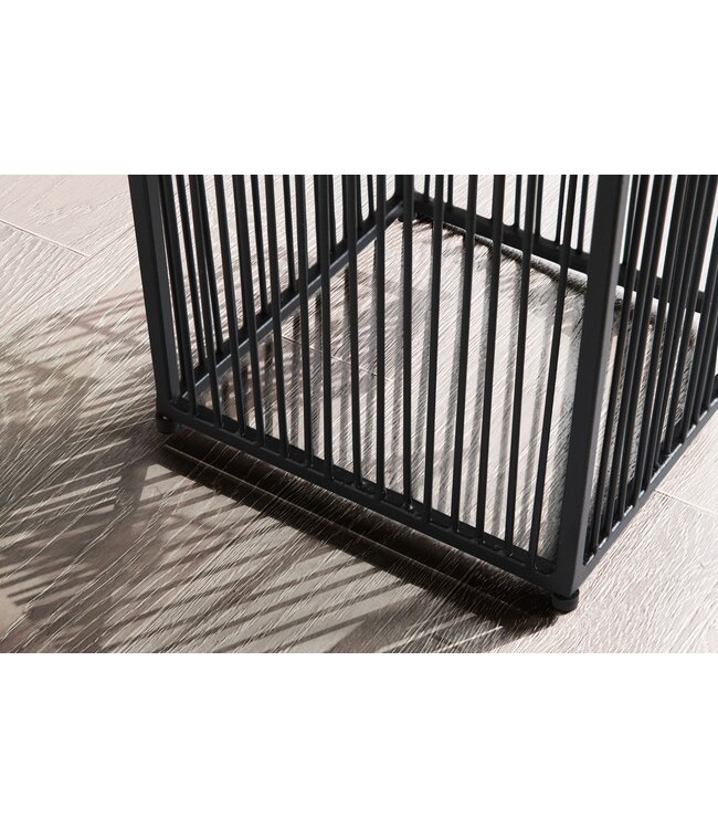 Wohnling bloempot set van 2 metalen plantenpotten zwart met frame | Design plantenpot vierkant | Bloempot plantenbak voor binnen
