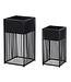 Wohnling bloempot set van 2 metalen plantenpotten zwart met frame | Design plantenpot vierkant | Bloempot plantenbak voor binnen