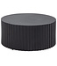 Wohnling salontafel 67x67x31 cm metaal zwarte salontafel rond | Design woonkamertafel met golfmotief | Salontafelijzer in lattenlook | Kleine tafel bijzettafel woonkamer modern