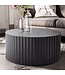 Wohnling salontafel 67x67x31 cm metaal zwarte salontafel rond | Design woonkamertafel met golfmotief | Salontafelijzer in lattenlook | Kleine tafel bijzettafel woonkamer modern