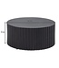 Wohnling salontafel 67x67x31 cm metaal zwarte salontafel rond | Design woonkamertafel met golfmotief | Salontafelijzer in lattenlook | Kleine tafel bijzettafel woonkamer modern