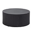 Wohnling salontafel 67x67x31 cm metaal zwarte salontafel rond | Design woonkamertafel met golfmotief | Salontafelijzer in lattenlook | Kleine tafel bijzettafel woonkamer modern