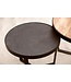 Wohnling Salontafelset van 2 massief acaciahout / steenlook woonkamertafel rond | Bijzettafel met metalen frame | Salontafel modern | Salontafel nesttafel 2 delen
