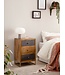 Wohnling nachtkastje mango massief hout/steenlook 40x60x30 cm nachtkastje boxspringbed | Design nachtkastje bruin met 3 lades | Nachtkastje met opbergruimte en metalen frame