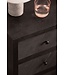 Wohnling nachtkastje mango massief hout/steenlook 40x60x30 cm nachtkastje boxspringbed | Design nachtconsole zwart met 3 lades | Nachtkastje met opbergruimte en metalen frame