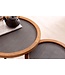 Wohnling Salontafel Set van 2 Mango Massief Hout / Steenlook Woonkamertafel Rond | Bijzettafel met metalen frame | Salontafel modern | Banktafel nesttafel 2-delig bruin/antraciet