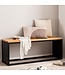 Wohnling Bank massief acaciahout / steenlook 120x45x35 cm Halbank met metalen frame | Design bedbank slaapkamer | Kleine garderobebank, eetkamerbank