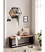 Wohnling Bank massief acaciahout / steenlook 120x45x35 cm Halbank met metalen frame | Design bedbank slaapkamer | Kleine garderobebank, eetkamerbank