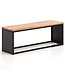 Wohnling Bank massief acaciahout / steenlook 120x45x35 cm Halbank met metalen frame | Design bedbank slaapkamer | Kleine garderobebank, eetkamerbank