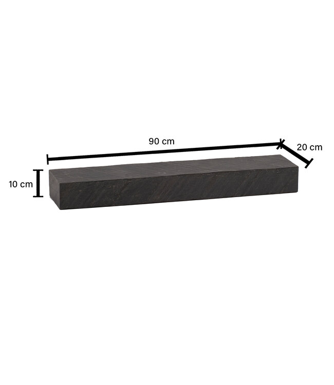 Wohnling Wandplank 90x10x20 cm mango massief hout / steenlook hangplank modern | Design zwevende plank rechthoekig | Plank hangend woonkamer antraciet