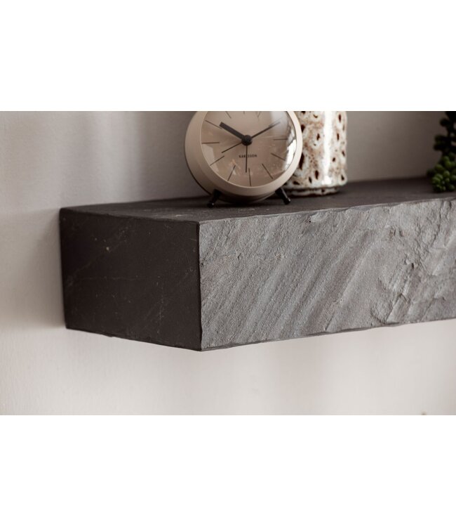 Wohnling Wandplank 90x10x20 cm mango massief hout / steenlook hangplank modern | Design zwevende plank rechthoekig | Plank hangend woonkamer antraciet