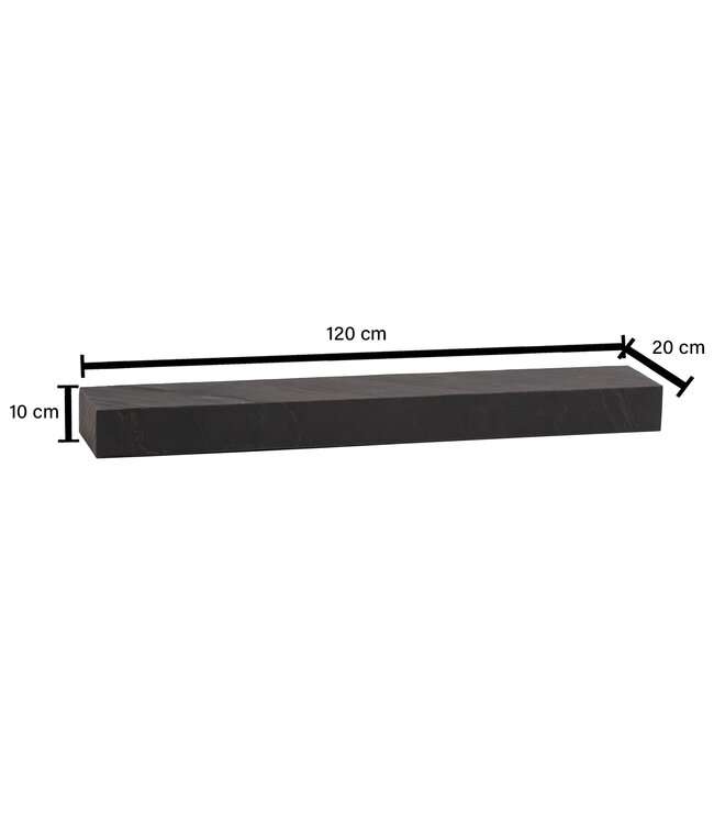 Wohnling Wandplank 120x10x20 cm mango massief hout / steenlook hangplank modern | Design zwevende plank rechthoekig | Plank hangend woonkamer antraciet