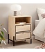 Wohnling nachtkastje Mango massief hout/metaal 43x60x30 cm nachtkastje boxspringbed | Design nachtkastje bruin met 2 lades | Nachtkastje met opbergruimte en metalen frame