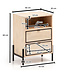 Wohnling nachtkastje Mango massief hout/metaal 43x60x30 cm nachtkastje boxspringbed | Design nachtkastje bruin met 2 lades | Nachtkastje met opbergruimte en metalen frame