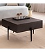 Wohnling salontafel 64x64x35 cm steenlook/metaal salontafel antraciet vierkant | Design woonkamertafel, salontafel, solide moderne woonkamertafel