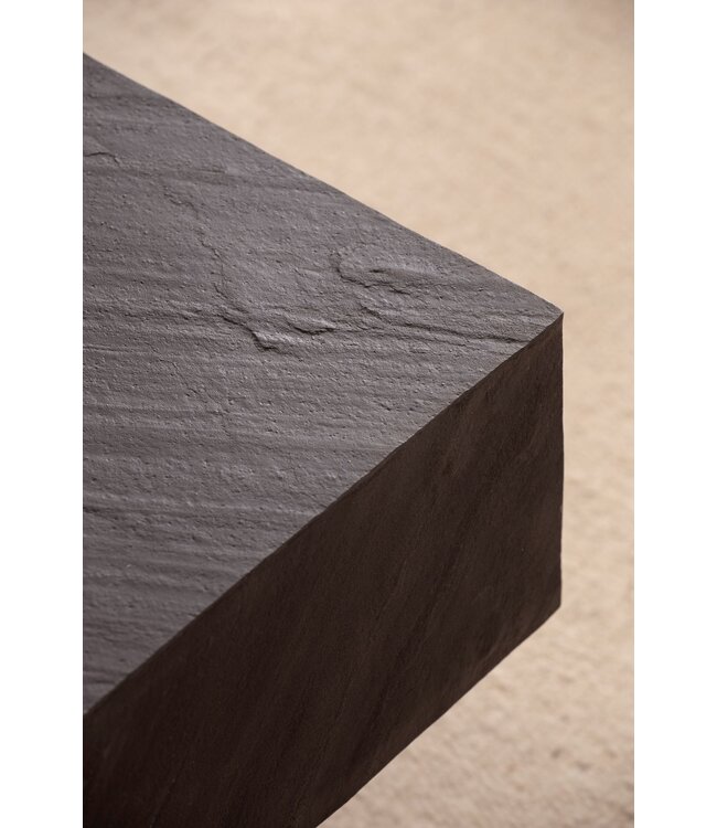 Wohnling salontafel 64x64x35 cm steenlook/metaal salontafel antraciet vierkant | Design woonkamertafel, salontafel, solide moderne woonkamertafel
