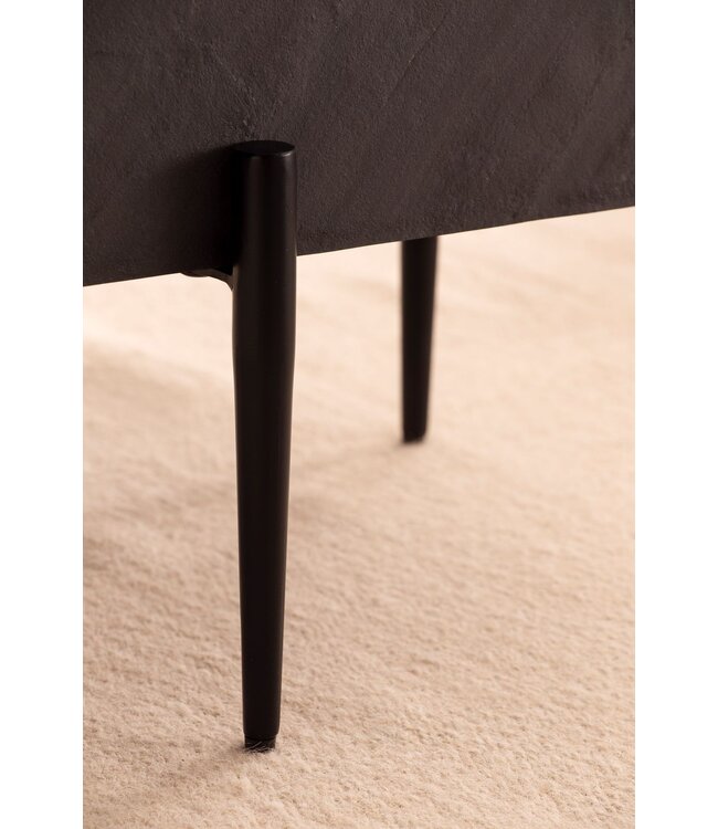Wohnling salontafel 64x64x35 cm steenlook/metaal salontafel antraciet vierkant | Design woonkamertafel, salontafel, solide moderne woonkamertafel