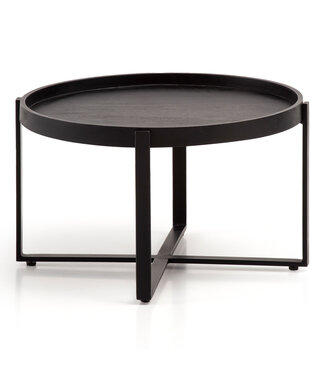 Wohnling Salontafel zwart mangohout rond 60 cm - WL6.803