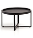Wohnling Salontafel 60x60x35 cm Mango Massief Hout / Metaal Zwart Salontafel Rond | Design woonkamertafel met opstaande rand | Industriële salontafel woonkamer modern