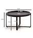 Wohnling Salontafel 60x60x35 cm Mango Massief Hout / Metaal Zwart Salontafel Rond | Design woonkamertafel met opstaande rand | Industriële salontafel woonkamer modern