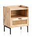 Wohnling nachtkastje mango massief hout / rotan 50x60x40 cm nachtkastje bruin | Nachtkastje boxspringbed met lade Weens geweven | Nachtkastje met opbergruimte en metalen frame