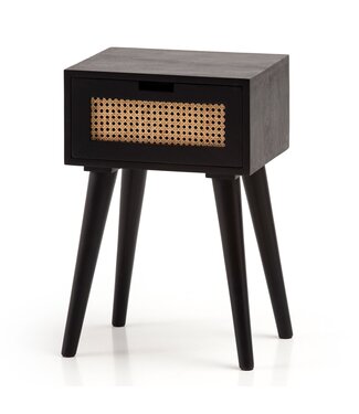 Wohnling Nachtkastje zwart rotan 40 cm diep - WL6.808