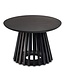 Wohnling Salontafel 60x60x41 cm Mango massief hout zwarte salontafel rond | Design woonkamertafel met rasterframe | Salontafel woonkamer modern