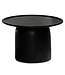 Wohnling Salontafel 60x60x40 cm Mango massief hout zwarte salontafel rond | Design woonkamertafel met opstaande rand | Salontafel woonkamer modern met trommelonderstel