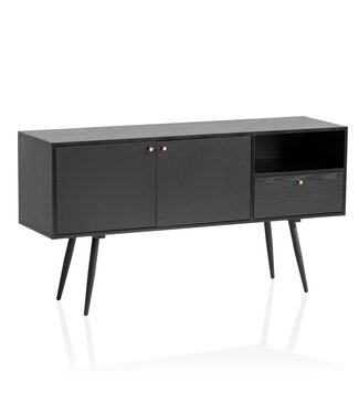 Wohnling Dressoir zwart 140 cm lang - WL6.826