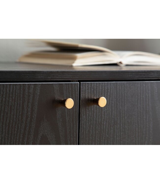 Wohnling dressoir 140x75x40 cm ladekast zwart met eiken decor tijdloos, hoge ladekast, staande kast woonkamer met 2 deuren en lade, dressoir met open vak