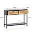 Wohnling consoletafel zwart 100x30x75 cm design dressoir hal, smalle opbergtafel met Weens vlechtwerk, haltafel met laden en plank, haltafel lang hoog rotan