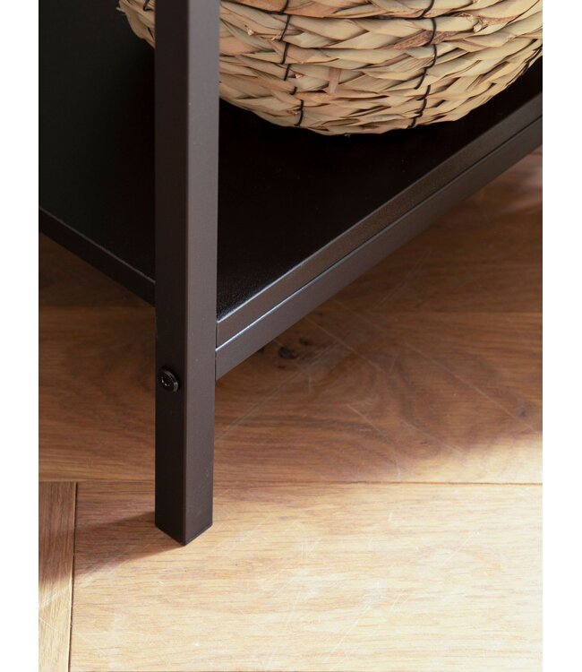 Wohnling consoletafel zwart 100x30x75 cm design dressoir hal, smalle opbergtafel met Weens vlechtwerk, haltafel met laden en plank, haltafel lang hoog rotan