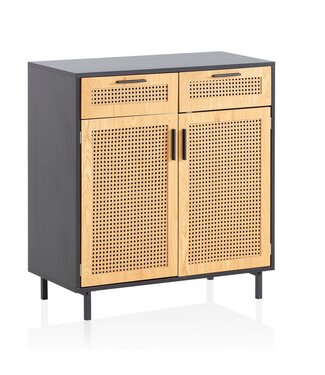 Wohnling Dressoir zwart rotan 80 cm breed - WL6.830