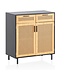 Wohnling dressoir 80x86,5x40 cm ladekast zwart met Weens vlechtwerk, hoge ladekast tijdloos, staande kast woonkamer met 2 deuren en lades, dressoir rotan