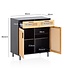 Wohnling dressoir 80x86,5x40 cm ladekast zwart met Weens vlechtwerk, hoge ladekast tijdloos, staande kast woonkamer met 2 deuren en lades, dressoir rotan