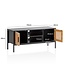 Wohnling Lowboard Zwart/Eiken met Weens vlechtwerk 110x48x40 cm TV-meubel Tijdloos, design TV-kast hoog, TV-tafel TV-kast met deuren, TV-kast woonkamer rotan