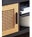 Wohnling Lowboard Zwart/Eiken met Weens vlechtwerk 110x48x40 cm TV-meubel Tijdloos, design TV-kast hoog, TV-tafel TV-kast met deuren, TV-kast woonkamer rotan