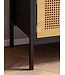 Wohnling Lowboard Zwart/Eiken met Weens vlechtwerk 110x48x40 cm TV-meubel Tijdloos, design TV-kast hoog, TV-tafel TV-kast met deuren, TV-kast woonkamer rotan