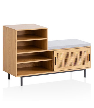 Wohnling Schoenenkast eiken rotan 120 cm lang - WL6.833