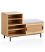 Wohnling schoenenbank met zitting 120x75,5x40 cm kapstokbank eiken decor, rotan bank klein gestoffeerd, smalle gangbank met opbergruimte, gangbank Weens vlechtwerk, gangmeubel met schuifdeur