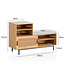 Wohnling schoenenbank met zitting 120x75,5x40 cm kapstokbank eiken decor, rotan bank klein gestoffeerd, smalle gangbank met opbergruimte, gangbank Weens vlechtwerk, gangmeubel met schuifdeur