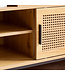 Wohnling schoenenbank met zitting 120x75,5x40 cm kapstokbank eiken decor, rotan bank klein gestoffeerd, smalle gangbank met opbergruimte, gangbank Weens vlechtwerk, gangmeubel met schuifdeur