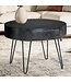 Wohnling salontafel 60x60x43 cm mango massief hout metalen salontafel, design woonkamertafel rond met lade, salontafel opbergruimte massief, kleine tafel woonkamer haarspeldpoten