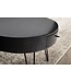 Wohnling salontafel 60x60x43 cm mango massief hout metalen salontafel, design woonkamertafel rond met lade, salontafel opbergruimte massief, kleine tafel woonkamer haarspeldpoten