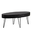 Wohnling salontafel 100x50x40 cm mango massief hout metalen salontafel, design woonkamertafel ovaal met lade, salontafel opbergruimte massief, grote tafel woonkamer haarspeldpoten