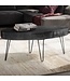 Wohnling salontafel 100x50x40 cm mango massief hout metalen salontafel, design woonkamertafel ovaal met lade, salontafel opbergruimte massief, grote tafel woonkamer haarspeldpoten